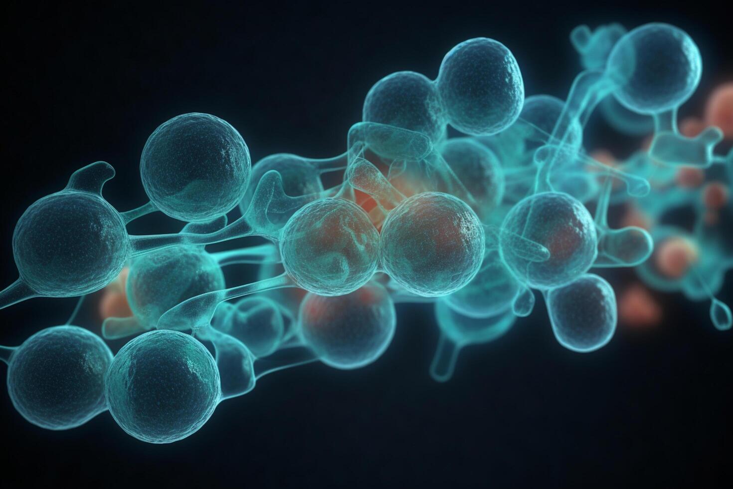 kleurrijk 3d illustratie van biochemisch werkwijze van cellulair ademhaling Bij microscopisch schaal ai gegenereerd foto