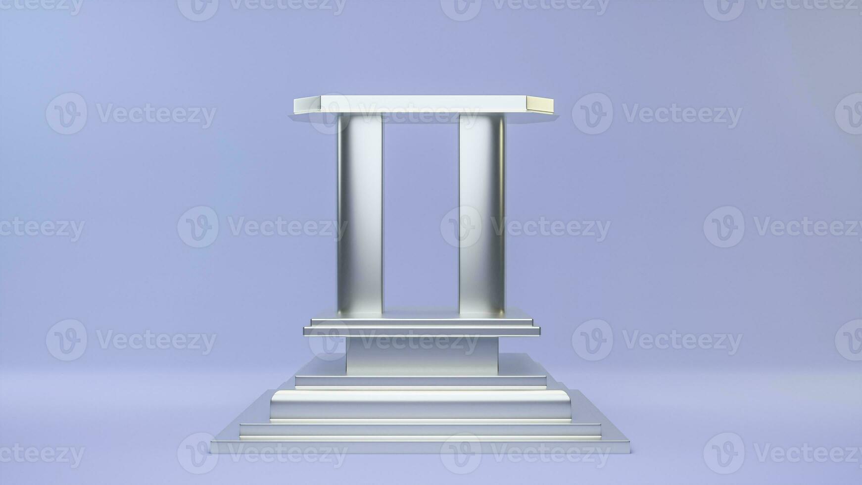 3d renderen zilver gebogen podium of stadium en Product presentatie achtergrond. foto