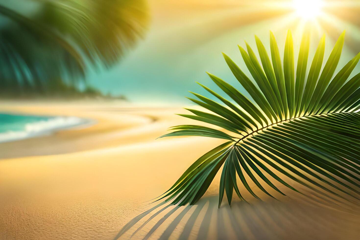 zanderig strand met kokosnoot palm. ai gegenereerd foto