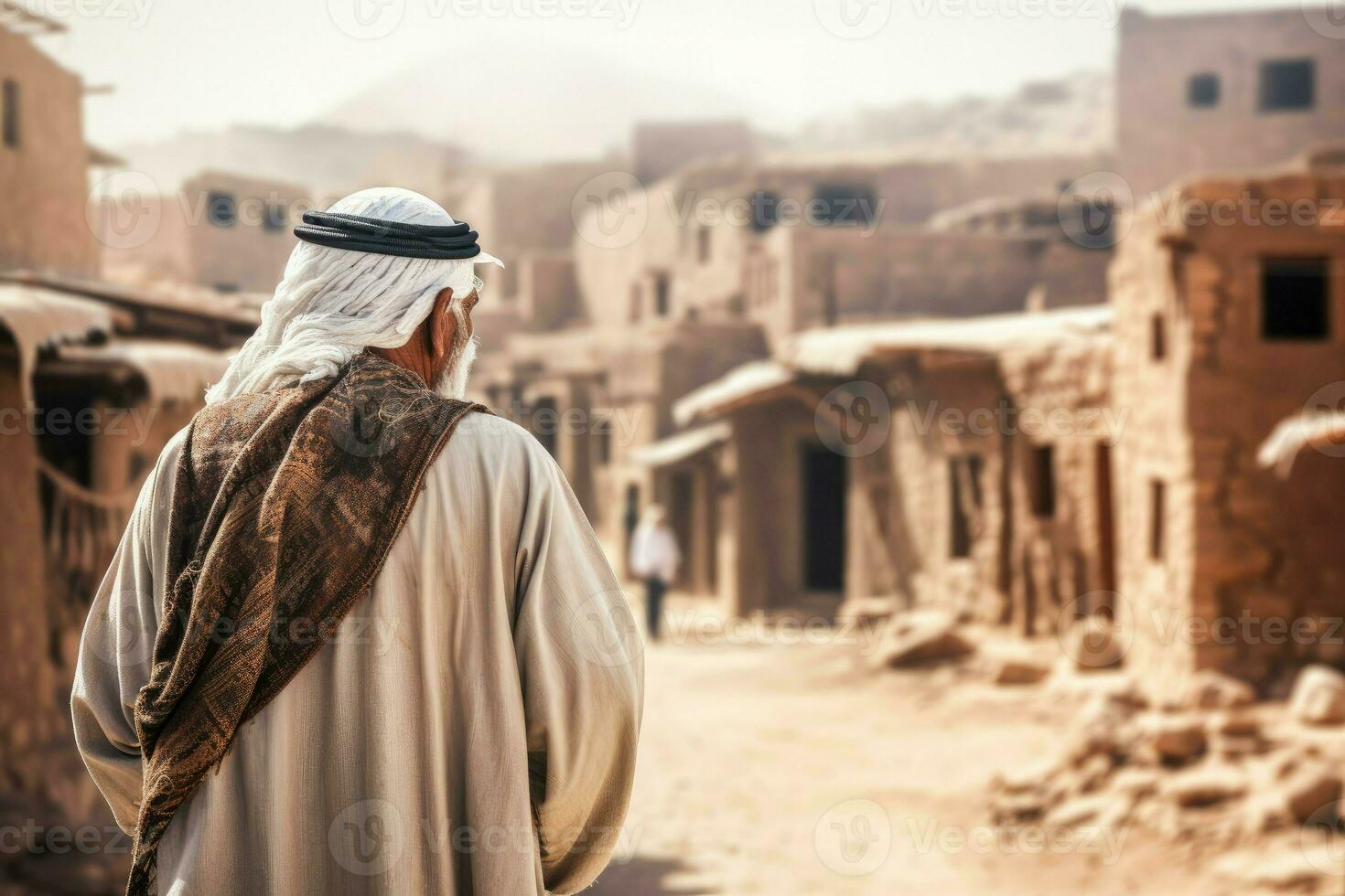 oud Arabisch dorp oude woestijn. genereren ai foto