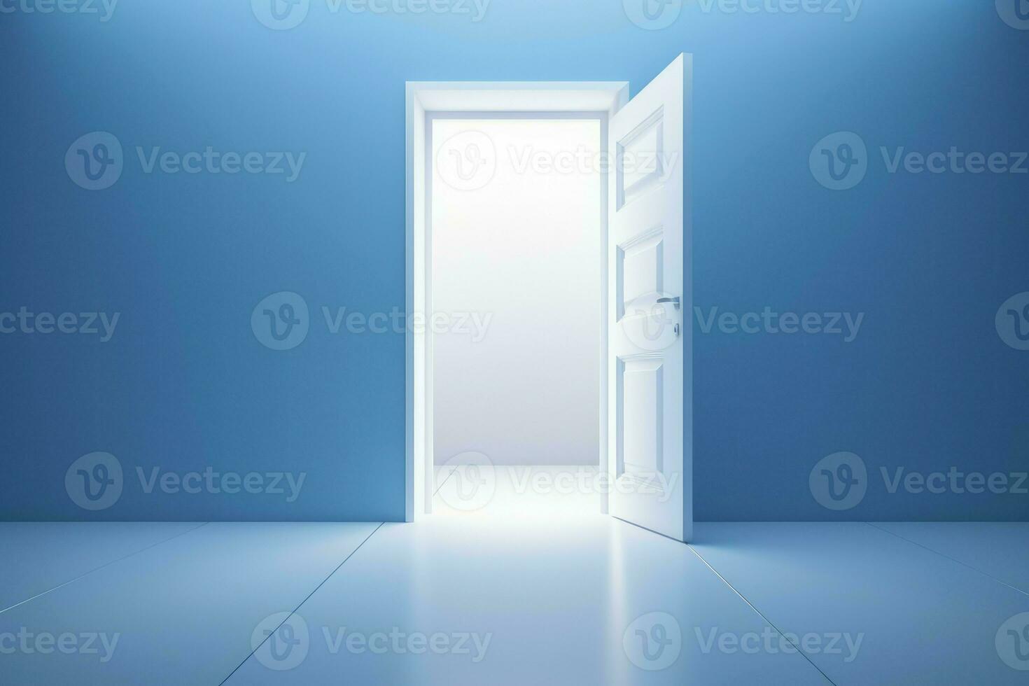 blauw kamer deur licht. genereren ai foto