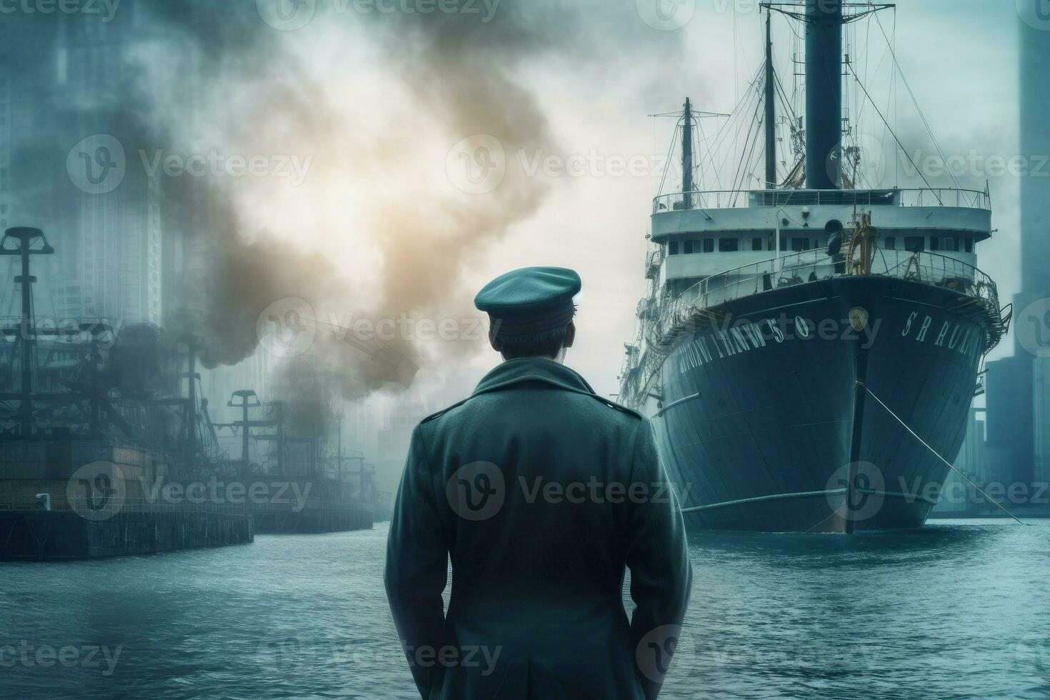 schip gezagvoerder volwassen Mens. genereren ai foto