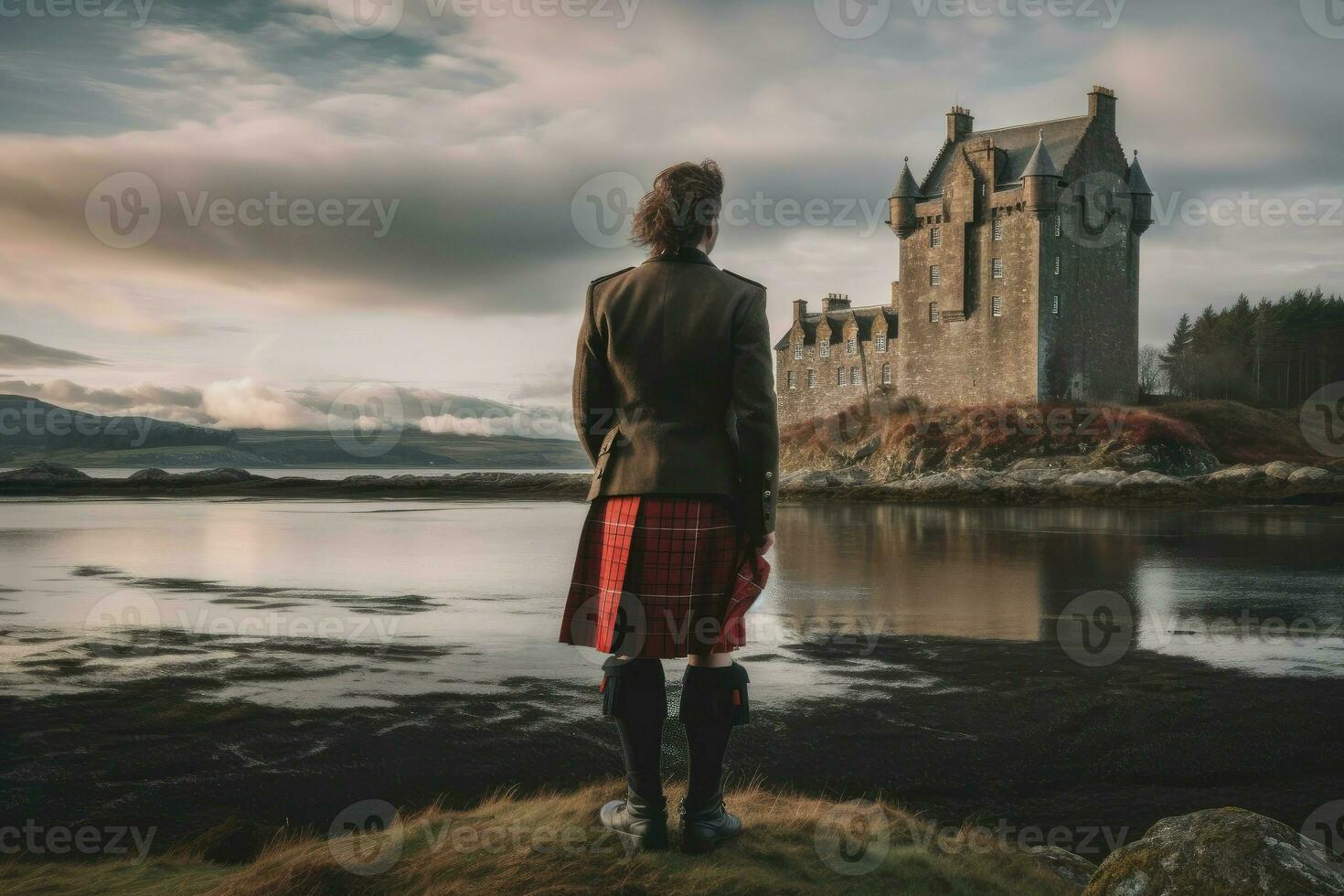 scot Mens reizen Schots kasteel. genereren ai foto