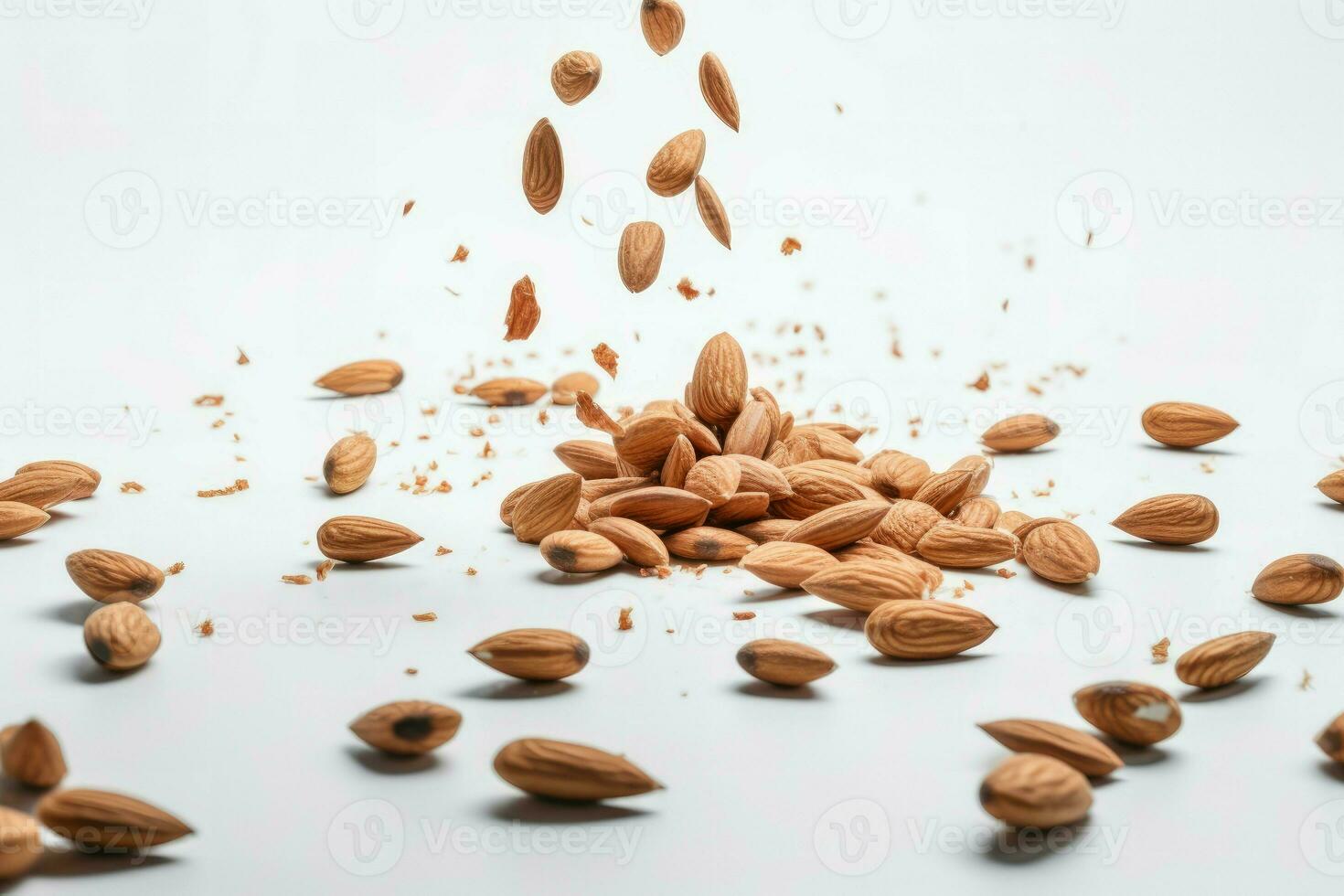 stukken amandelen noten. genereren ai foto