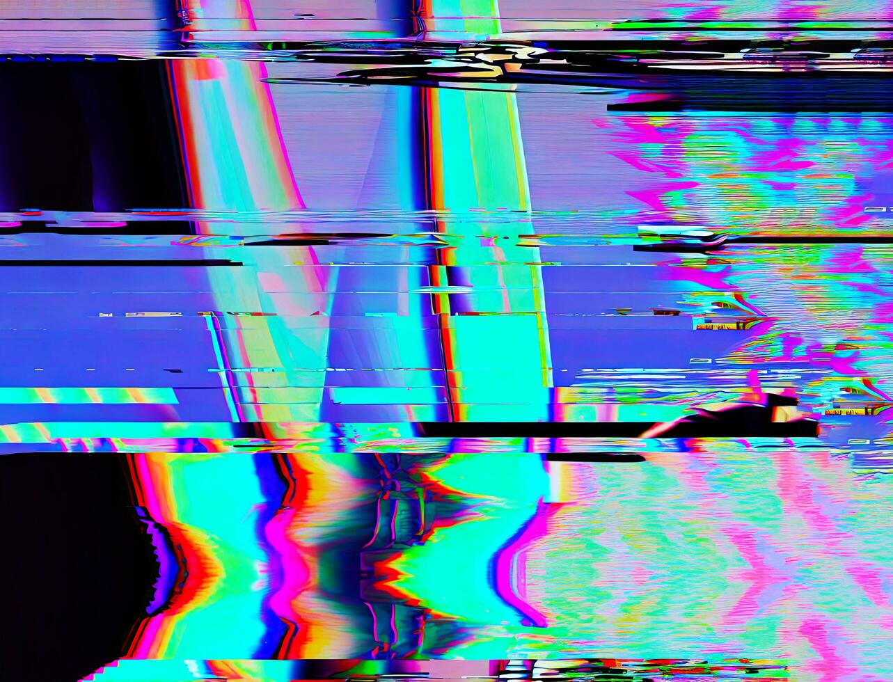 digitaal vervorming abstract blauw, munt, en roze achtergrond met doorweven glitch effect. futuristische cyberpunk ontwerp met retro-futuristisch, webpunk, en neon esthetiek. foto