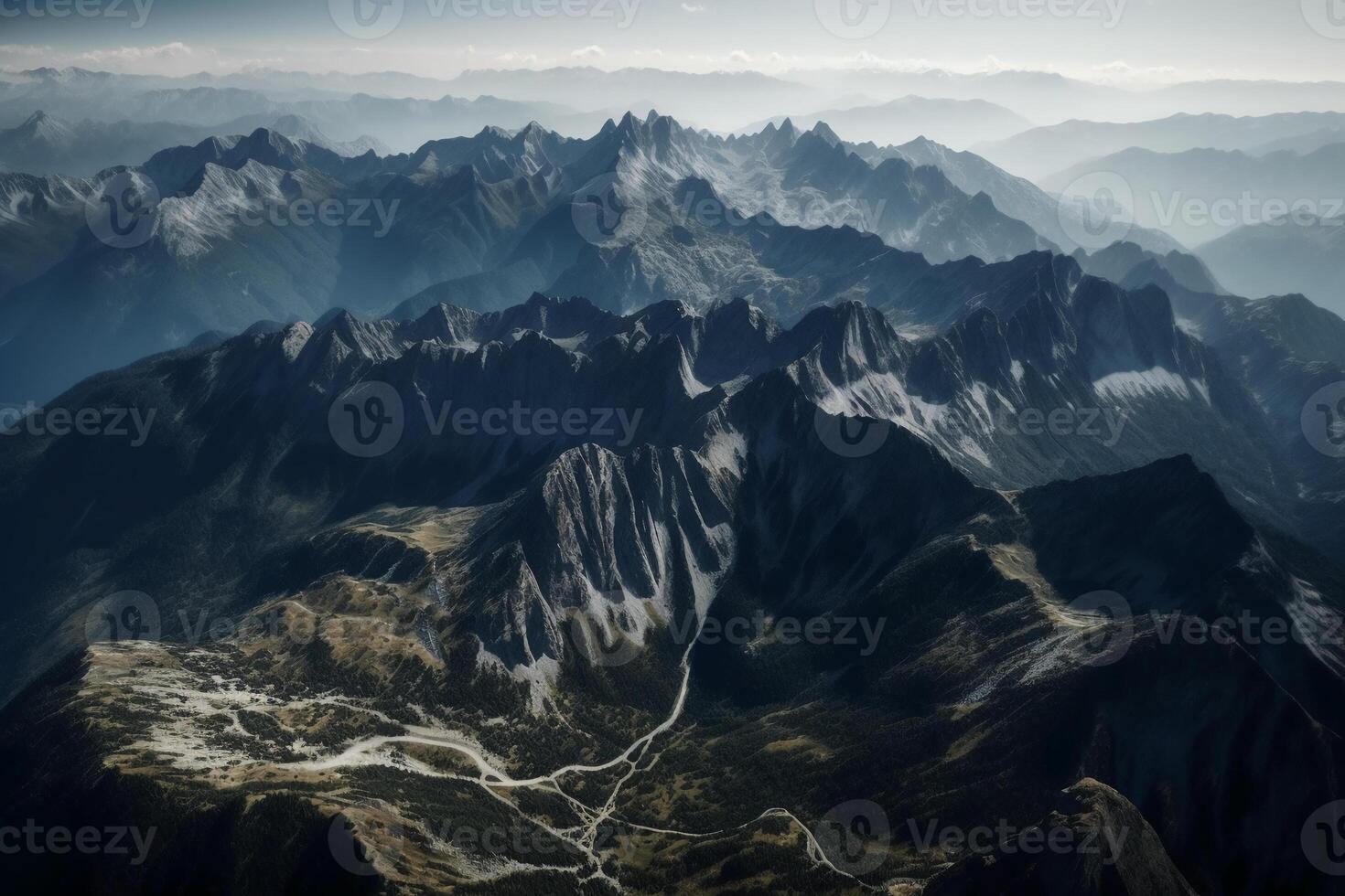 antenne schot van mooi Zwitsers Alpen. ai generatief foto