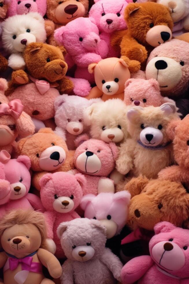 stapel van schattig pluche teddy bears illustratie ai generatief foto