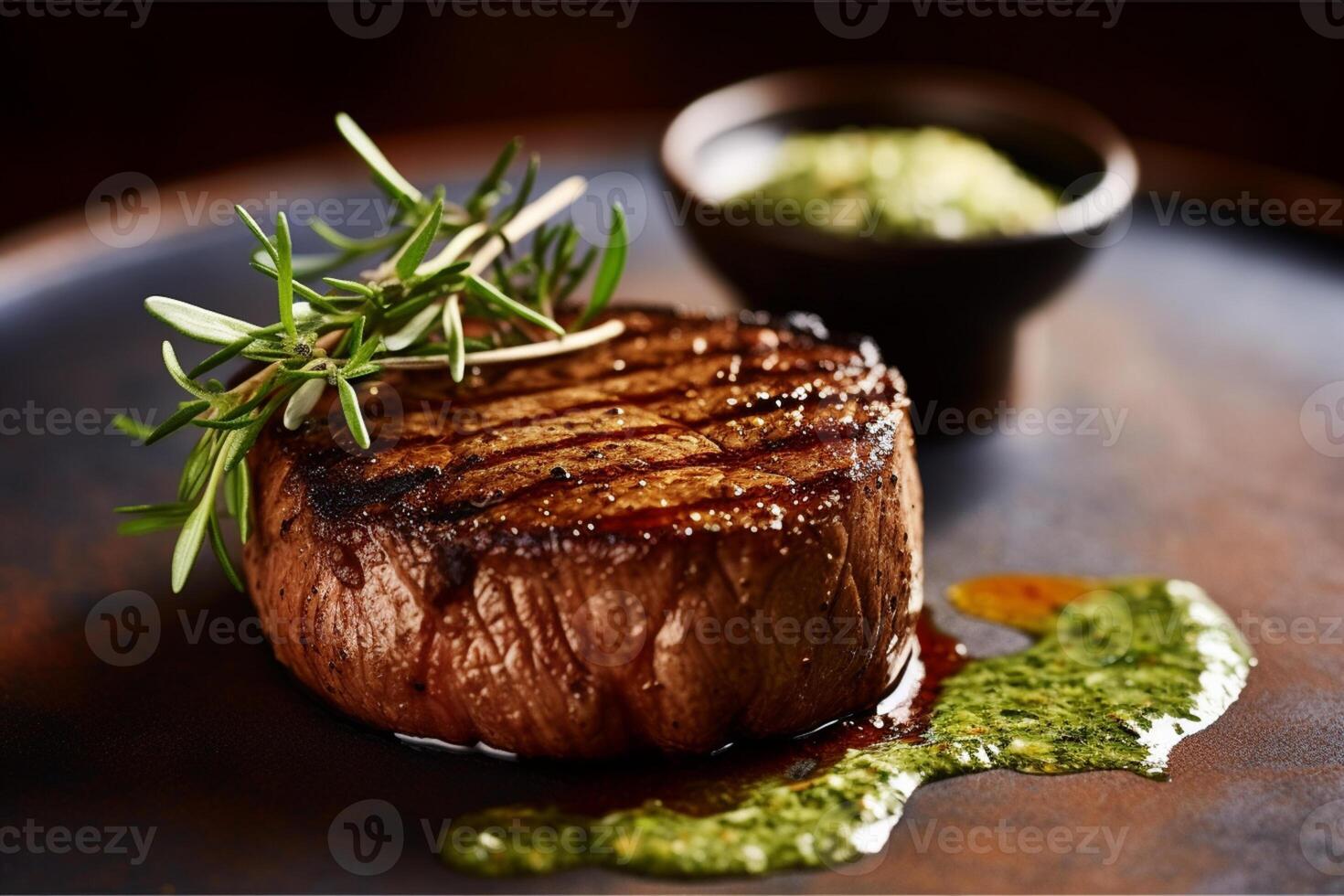 sappig gegrild steak gekruid met boter en specerijen. ai generatief foto