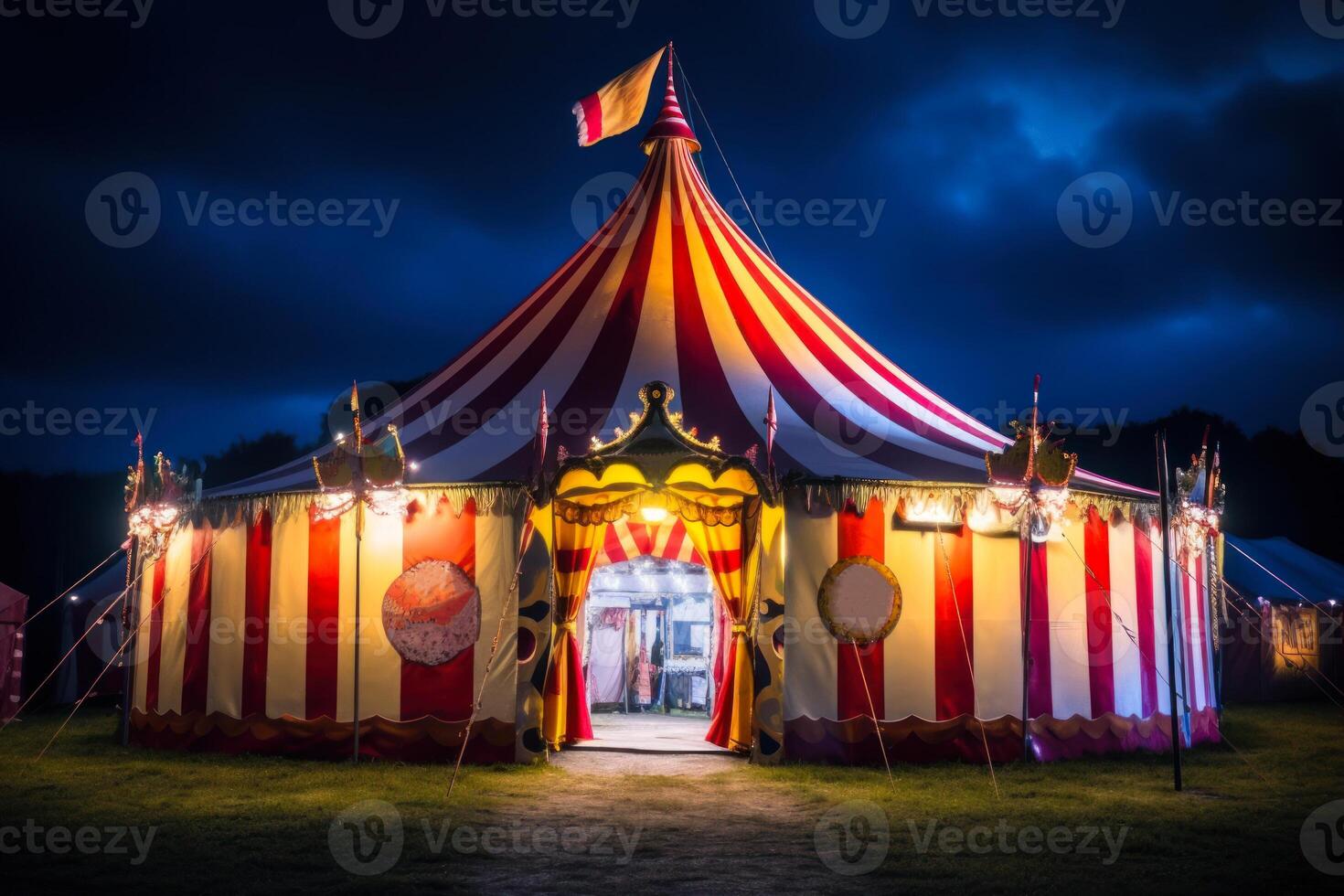 nacht circus tent generatief ai foto