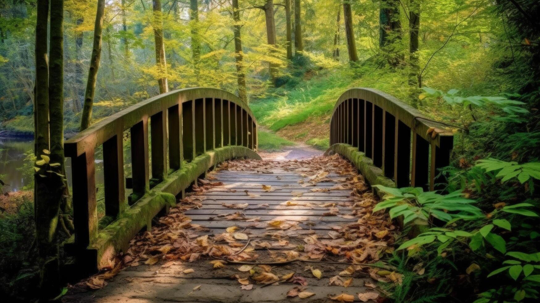 brug in de Woud. illustratie ai generatief foto