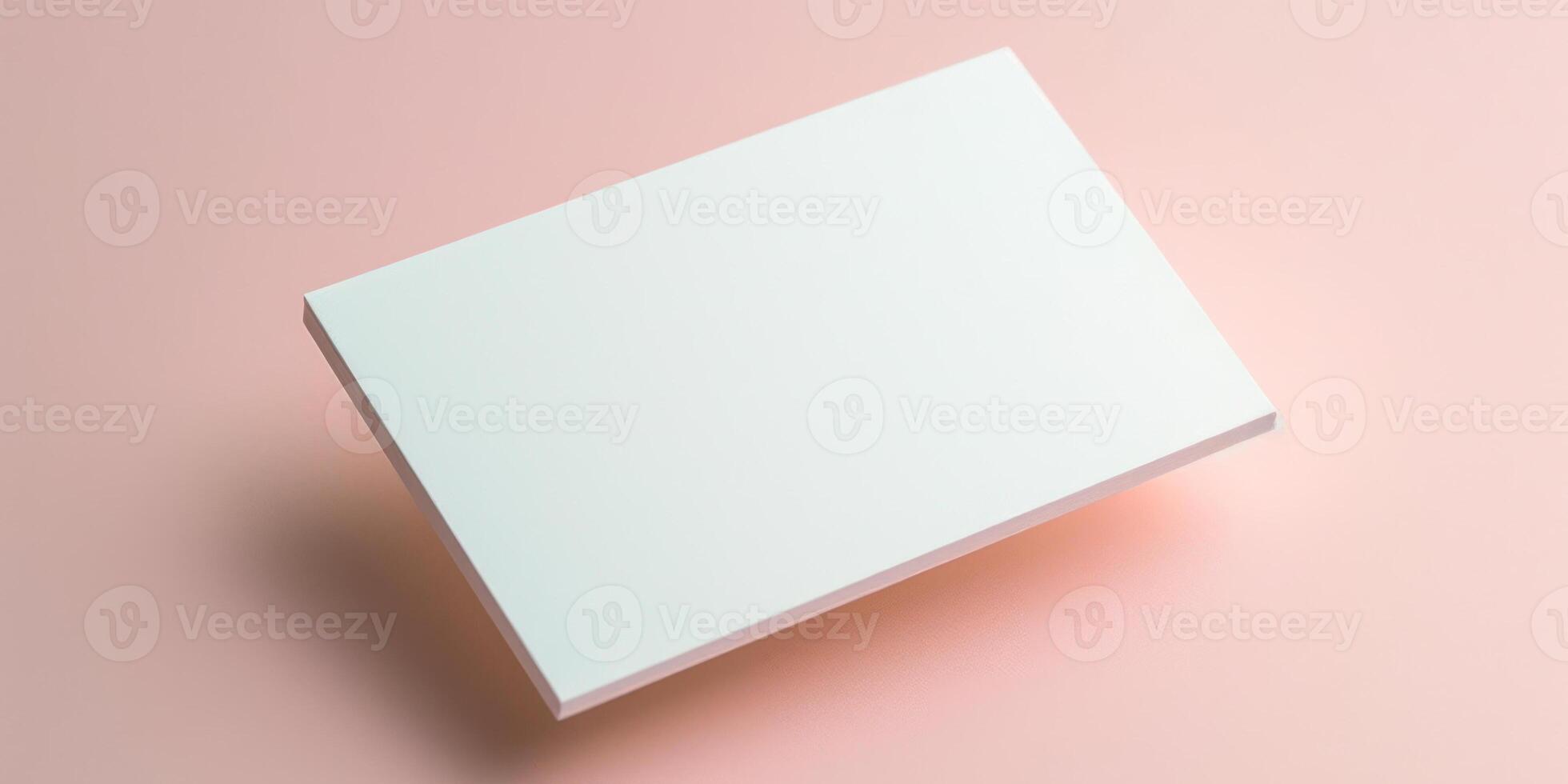 wit leeg papier mockup Aan roze achtergrond generatief ai foto