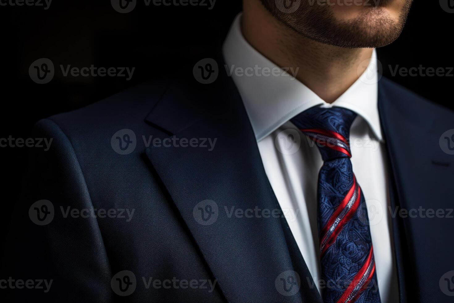 streng mannen pak met een stropdas van een kantoor arbeider generatief ai foto