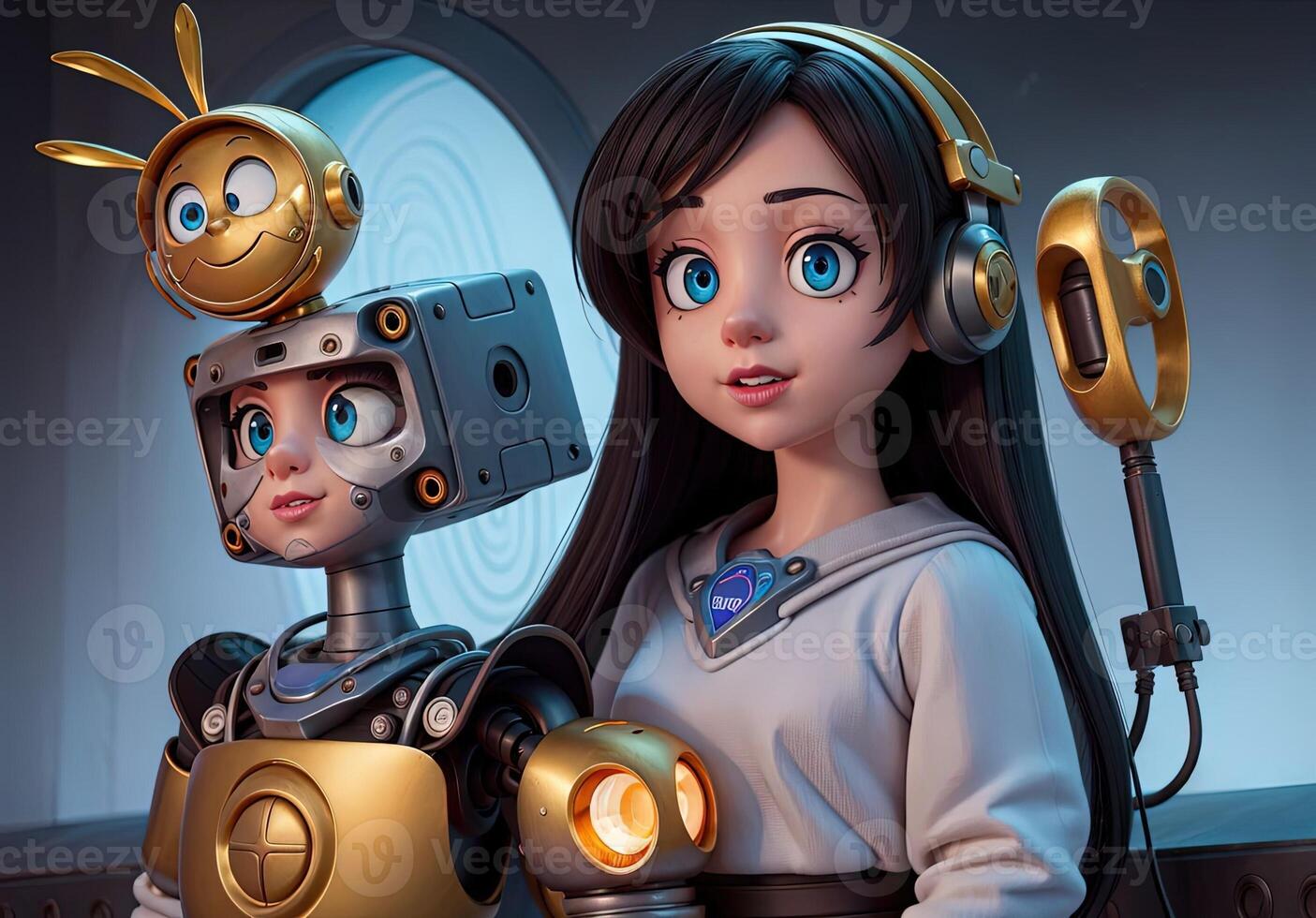 robot tekenfilm aantrekkelijk anime meisje manga stijl illustratie generatief ai foto