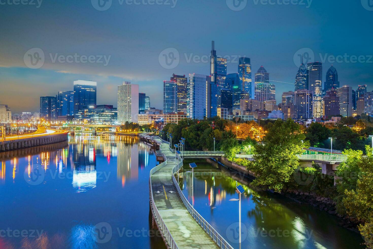 Philadelphia downtown stad horizon, stadsgezicht van Pennsylvania foto