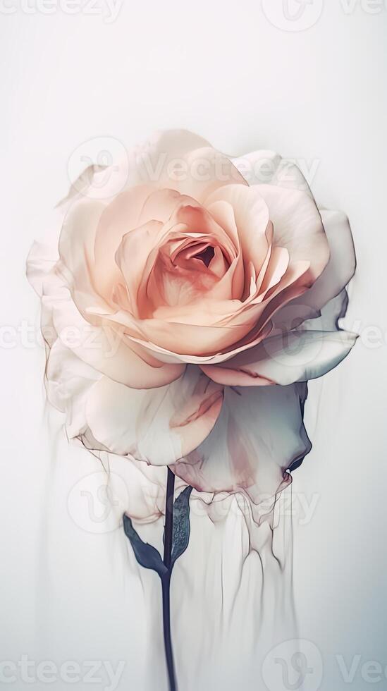 een mooi roos bloem tekening verticaal sjabloon of kaart. generatief ai. foto