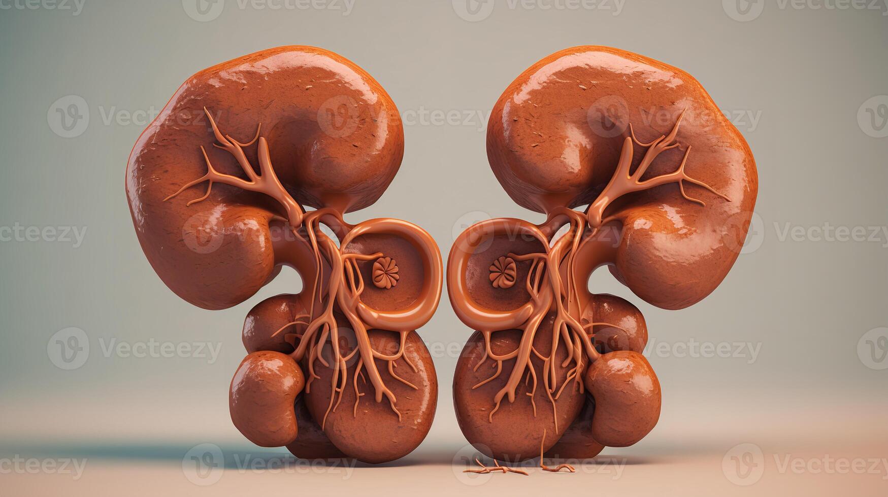 3d illustratie van menselijk nieren voor medisch onderwijs foto