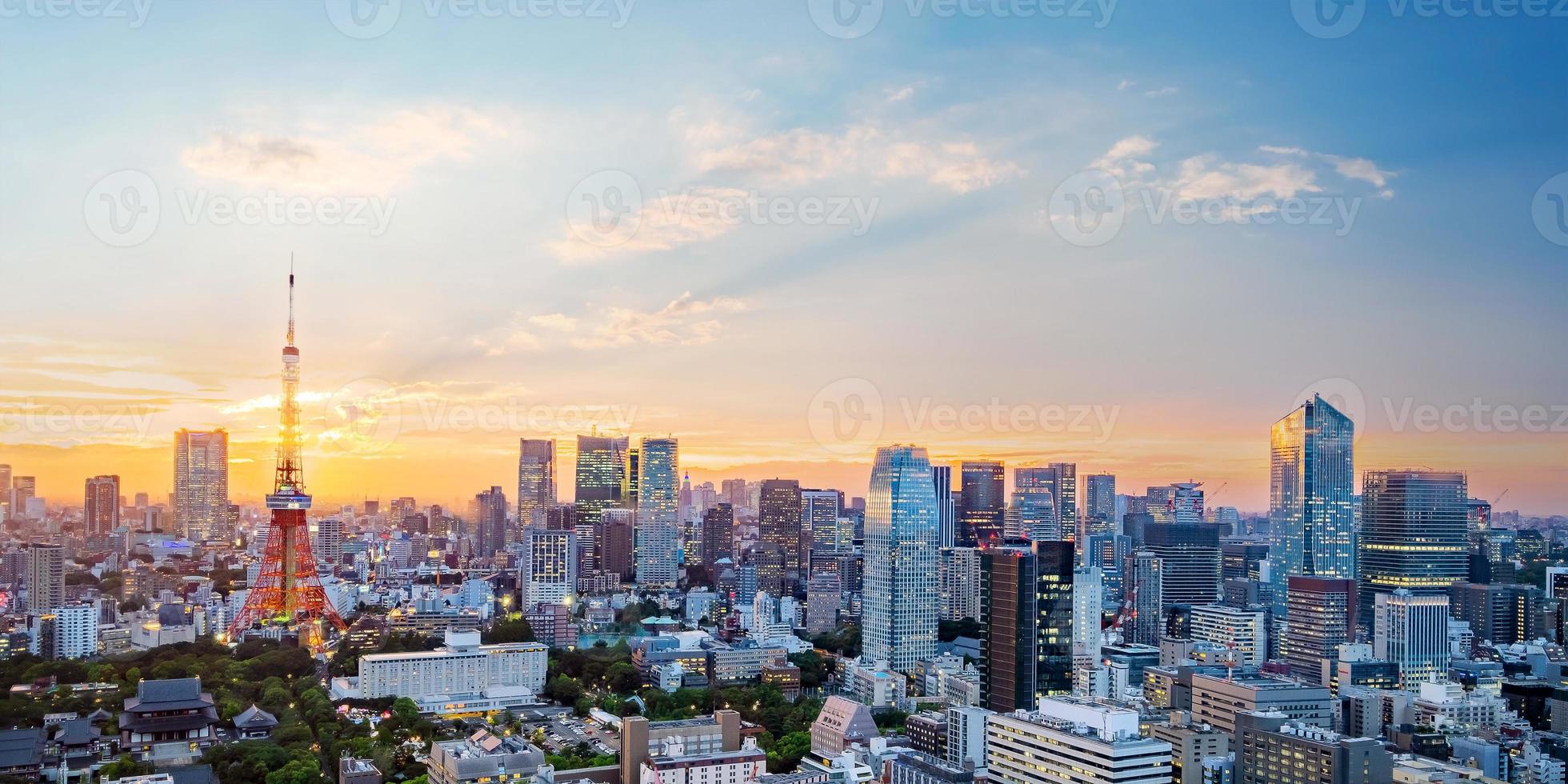 stadsgezicht van de skyline van tokyo foto