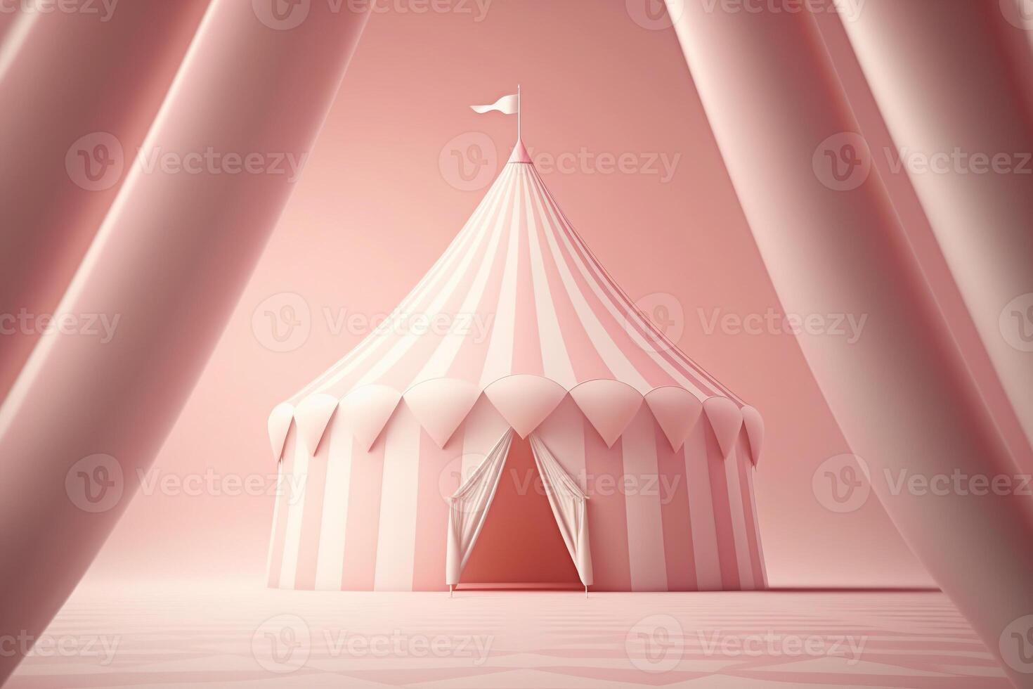 pastel roze 3d circus tent met een dromerig uitstraling. generatief ai foto
