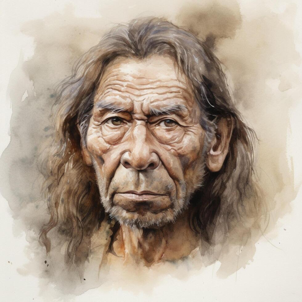 illustratie portret van een neanderthaler ai gegenereerd foto