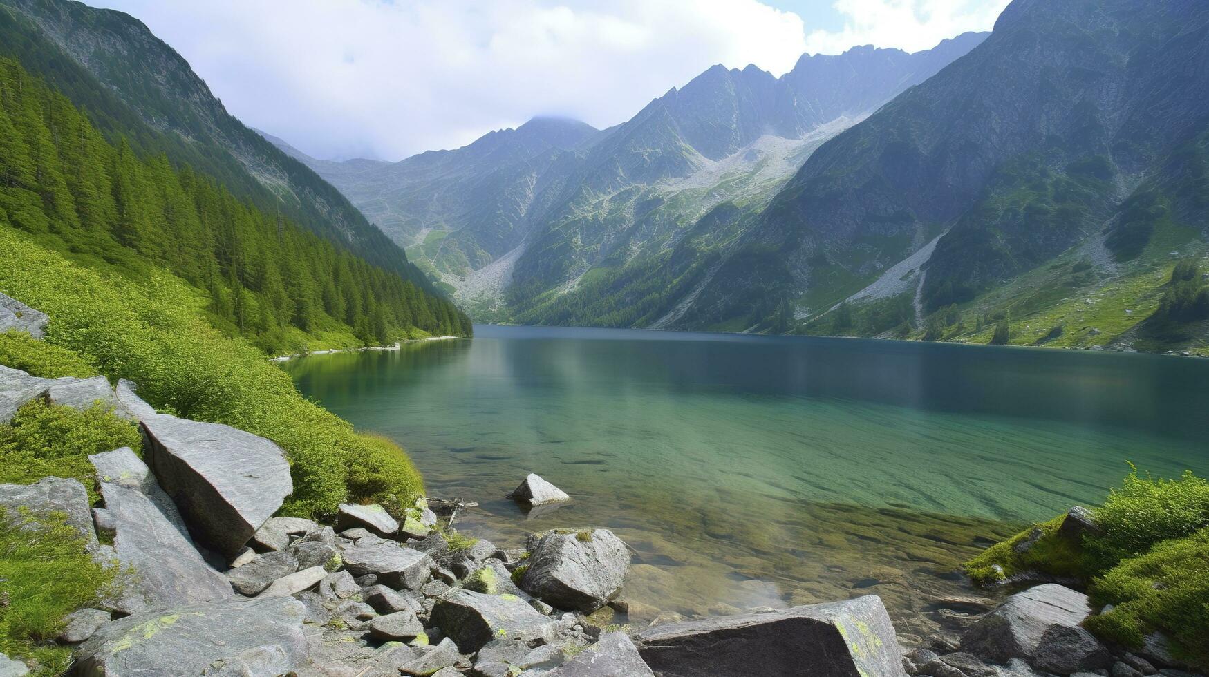 reflectie van berg reeks in meer, groots teton nationaal park, genereren ai foto