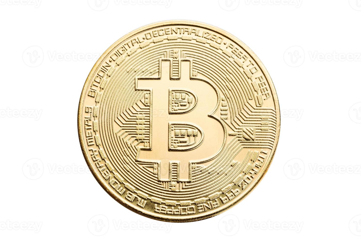 bitcoin munt geïsoleerd op een witte achtergrond foto