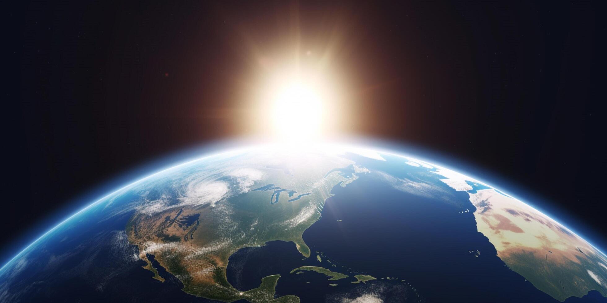 een planeet aarde met een zonneschijn Aan het ai gegenereerd foto