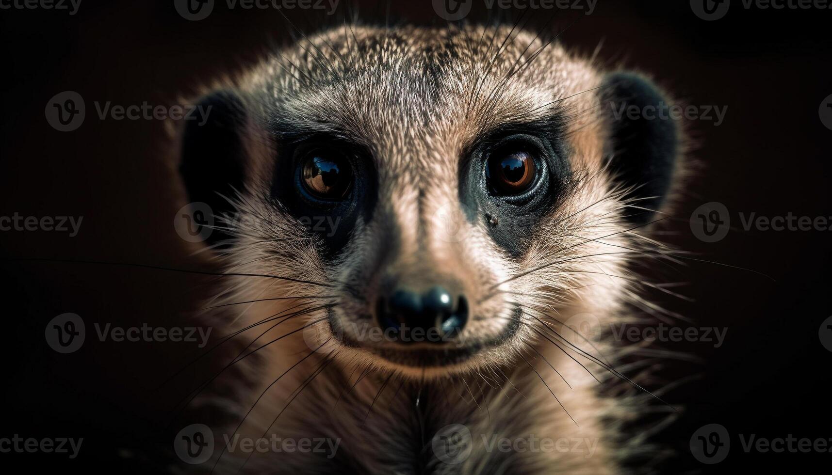 dichtbij omhoog portret van schattig lemur staren gegenereerd door ai foto