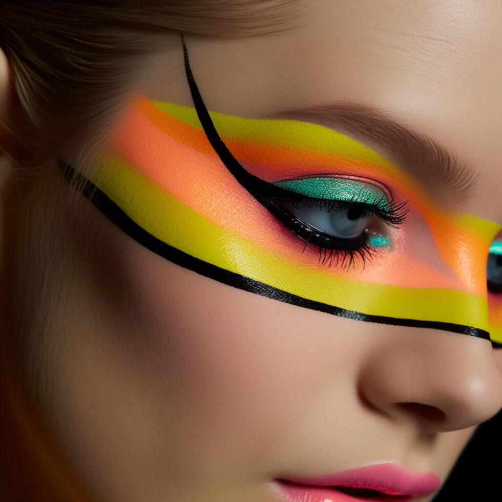 foto van neon eyeliner ai gegenereerd