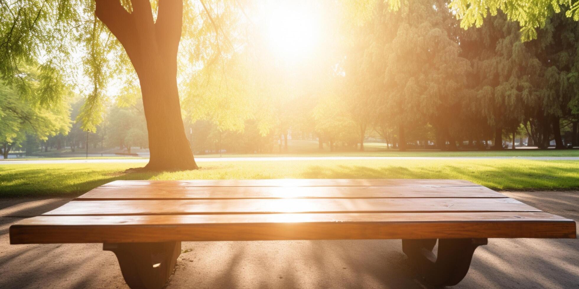 houten tafel in voorkant van wijngaard ai gegenereerd foto