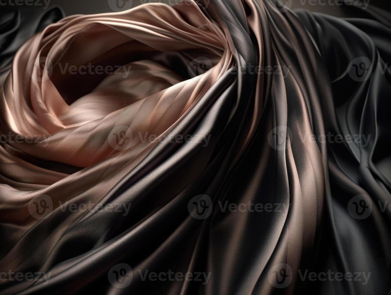 zwart en roos goud abstract achtergrond luxe kleding elegant kleding stof voor achtergrond gemaakt met generatief ai technologie. foto