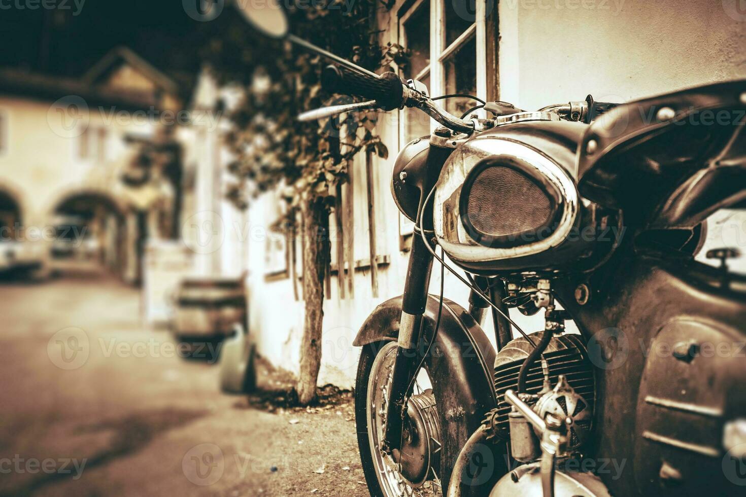 wijnoogst motorfiets detailopname foto