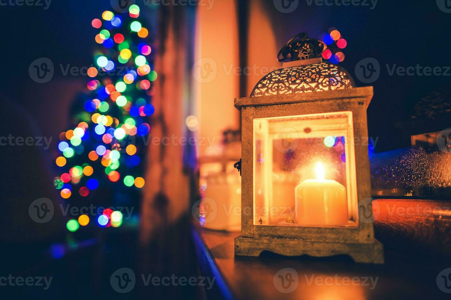 Kerstmis kaars lantaarn foto