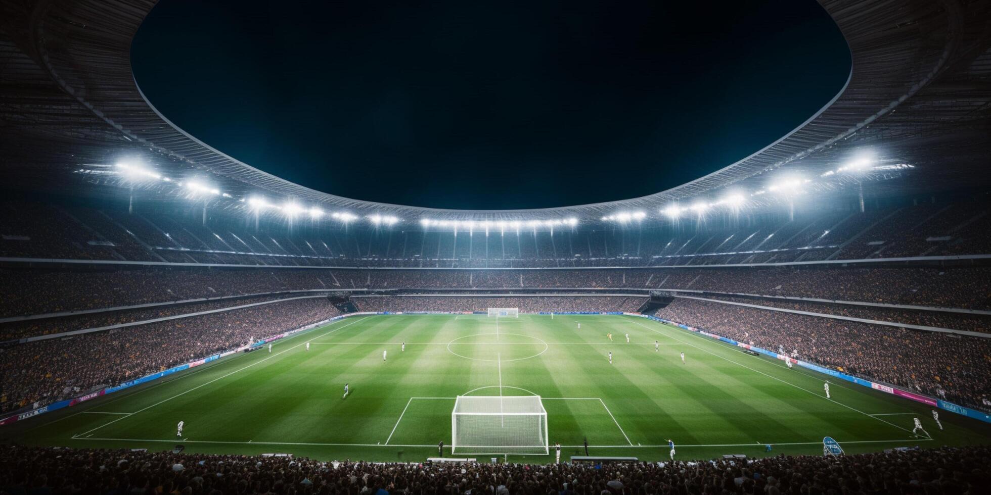 stadion met veel van licht ai gegenereerd foto