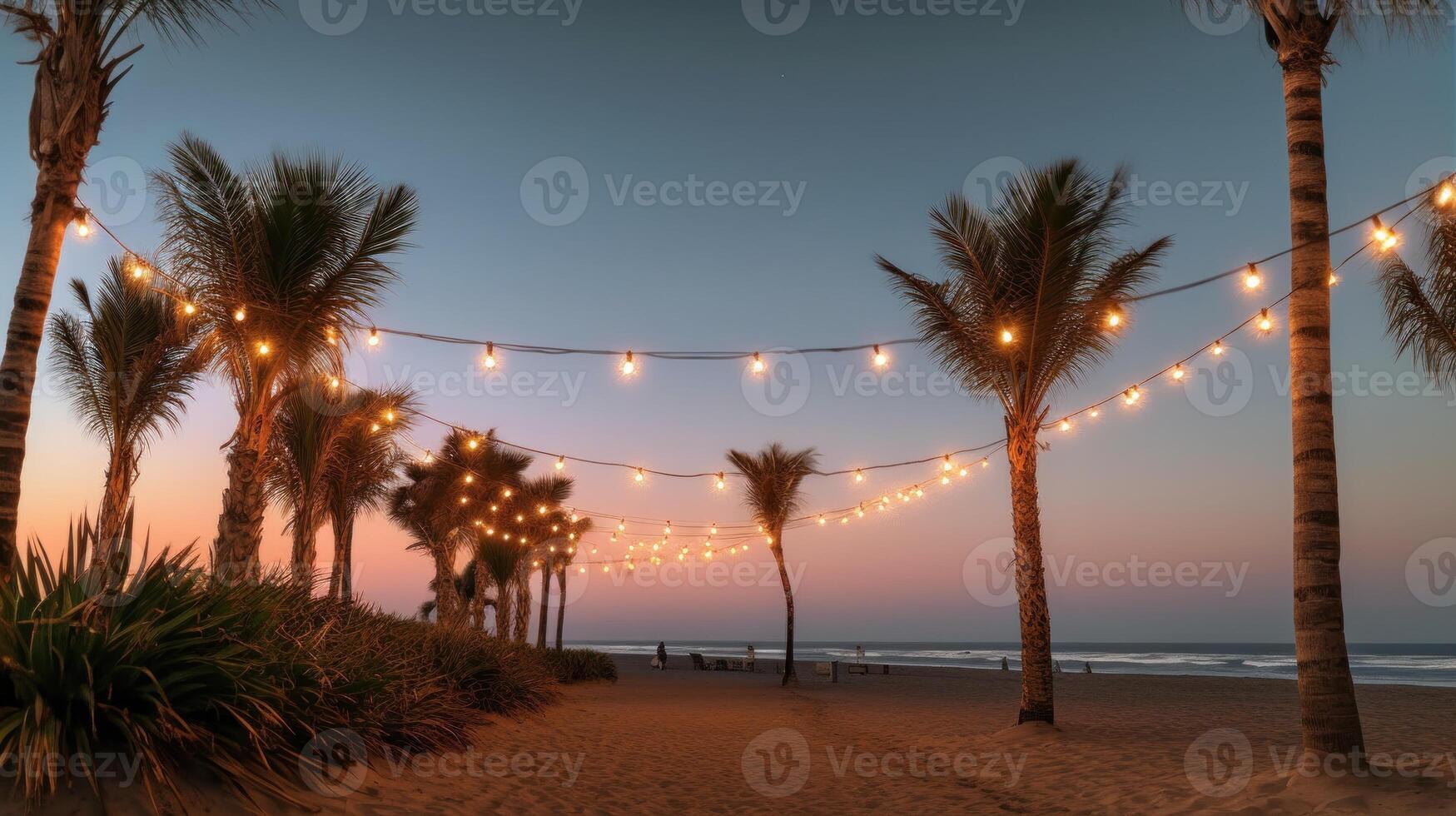 zomer nacht strand partij achtergrond. illustratie ai generatief foto