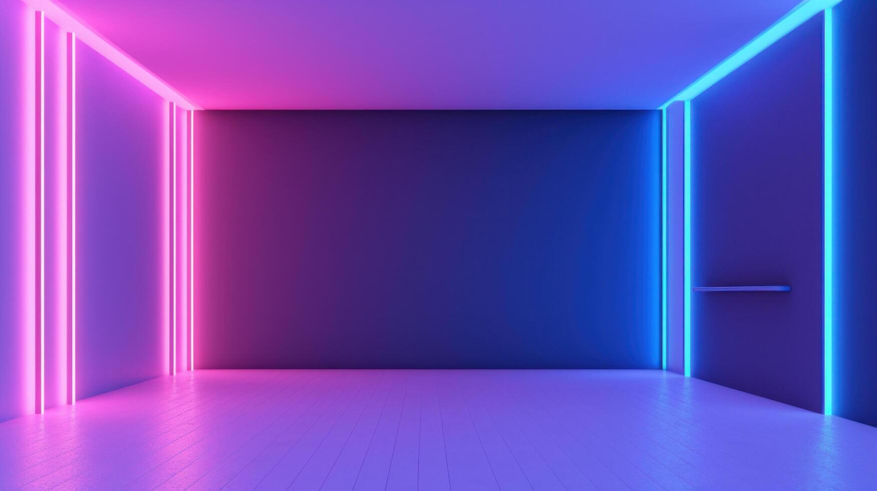 donker kamer lit omhoog met neon lichten, in de stijl van conceptuele digitaal kunst. illustratie ai generatief foto