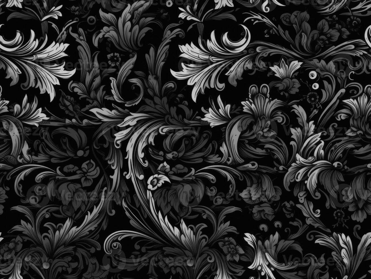 naadloos patroon Koninklijk wijnoogst Victoriaans gotisch achtergrond rococo venzel en krans gemaakt met generatief ai technologie. foto