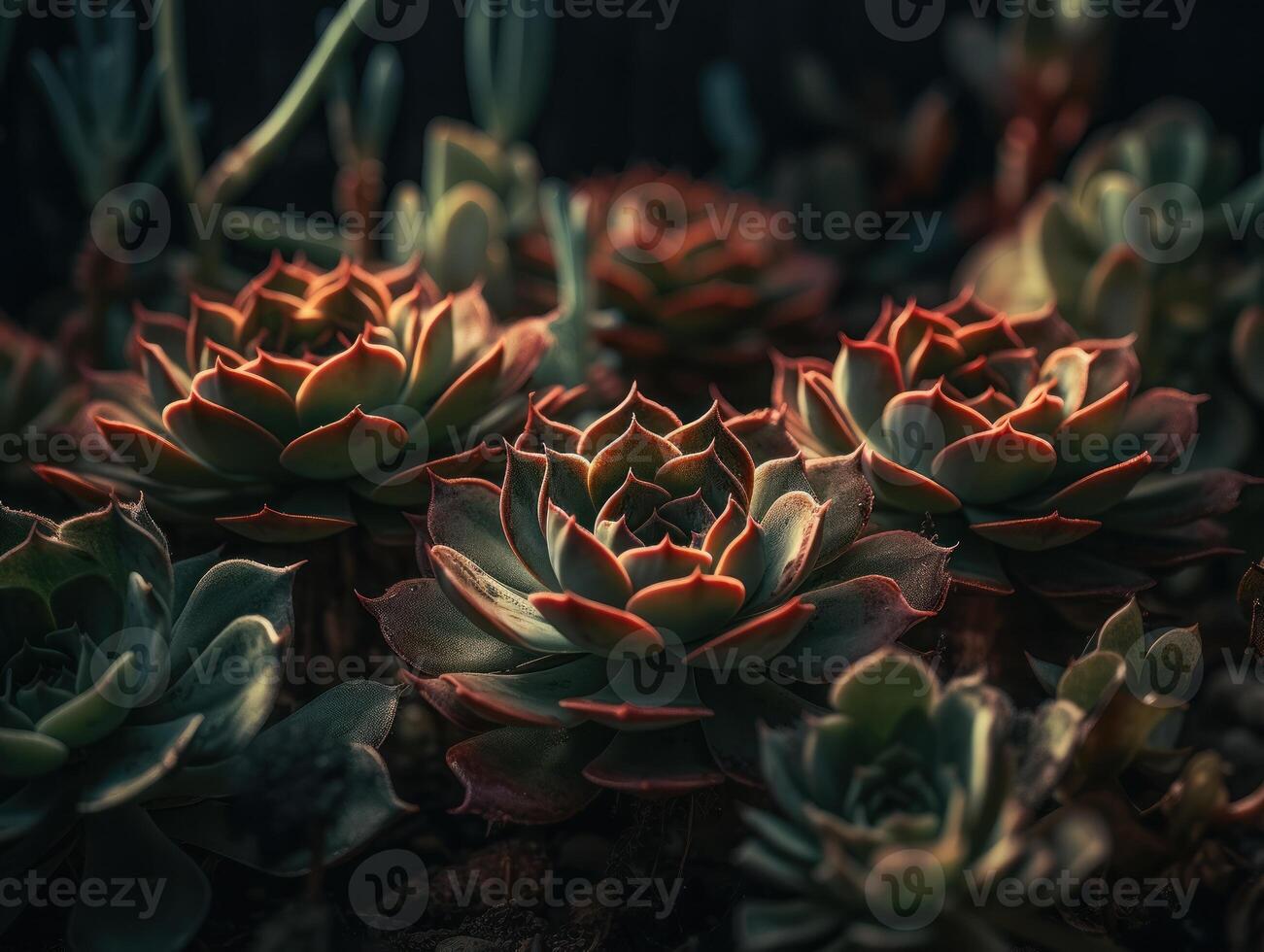 miniatuur huis bloemen vetplanten en cactus in de tuin gemaakt met generatief ai technologie foto