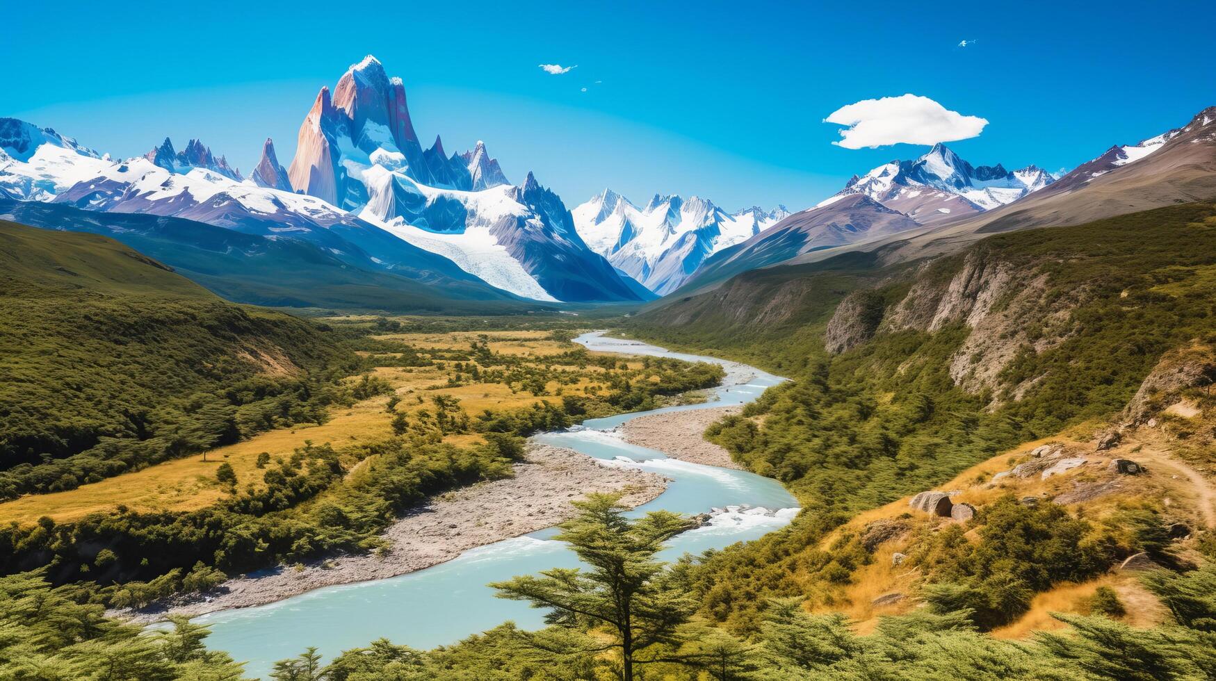 berg rivier. illustratie ai generatief foto