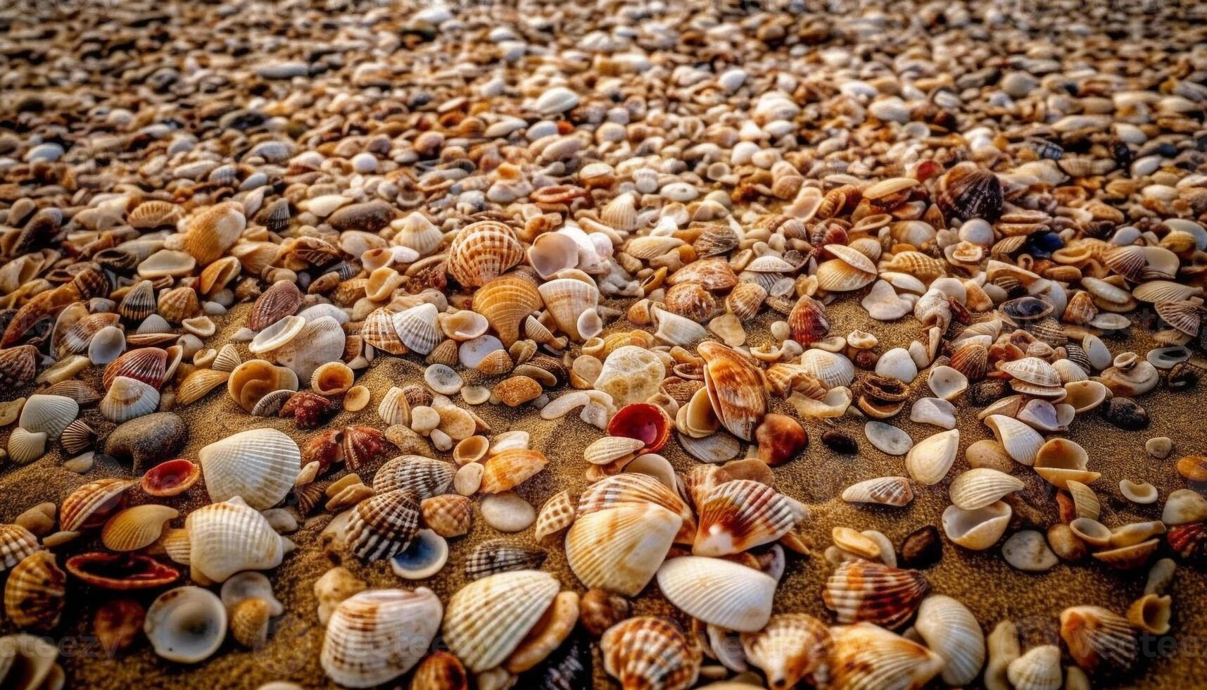 zeeschelp verzameling vitrines schoonheid in natuur patronen gegenereerd door ai foto