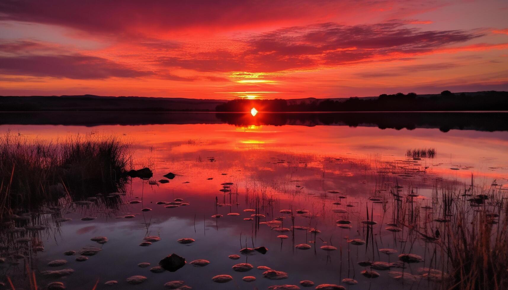 silhouet van boom tegen levendig lucht, rustig landelijk tafereel gegenereerd door ai foto