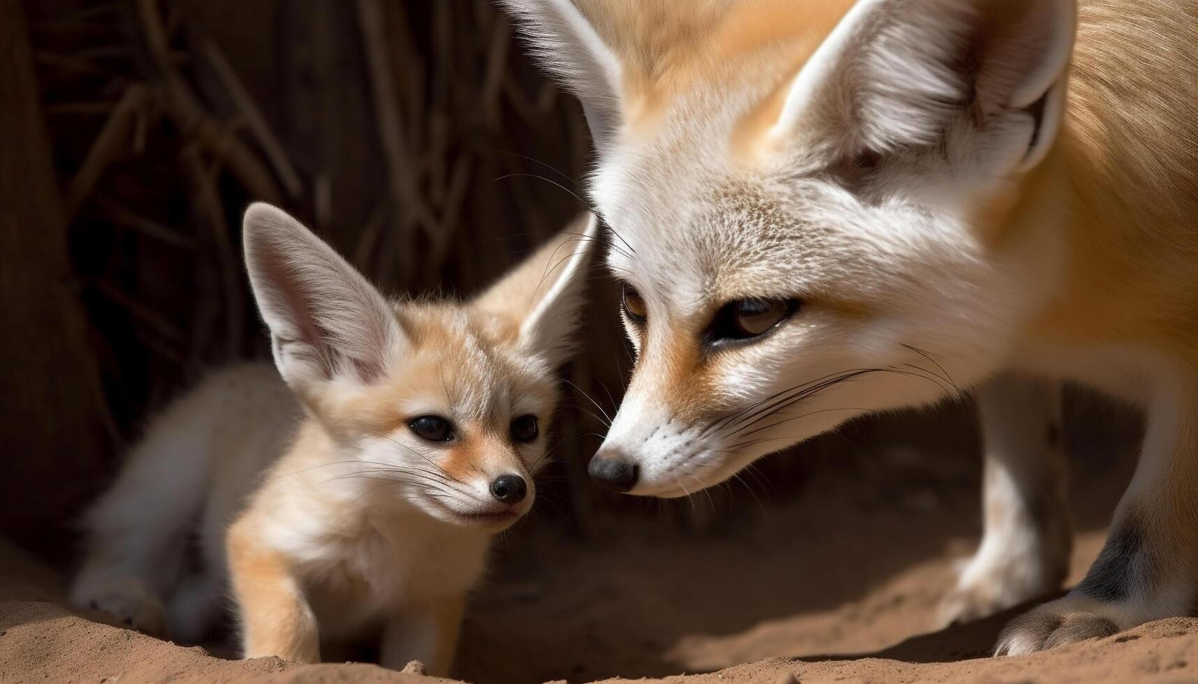 pluizig rood vos puppy spelen buitenshuis met selectief focus gegenereerd door ai foto