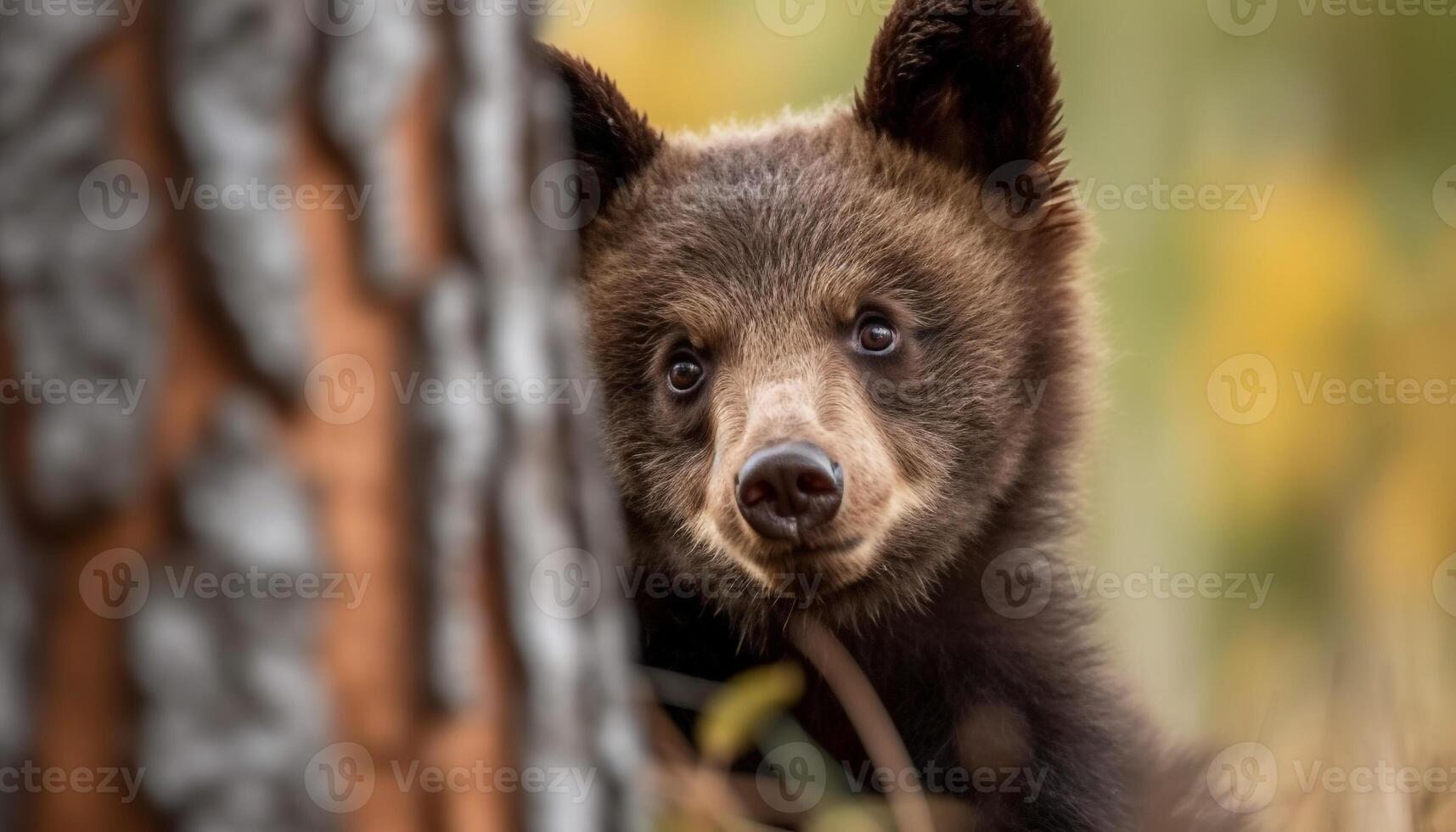 schattig puppy zittend in gras, op zoek alarm gegenereerd door ai foto