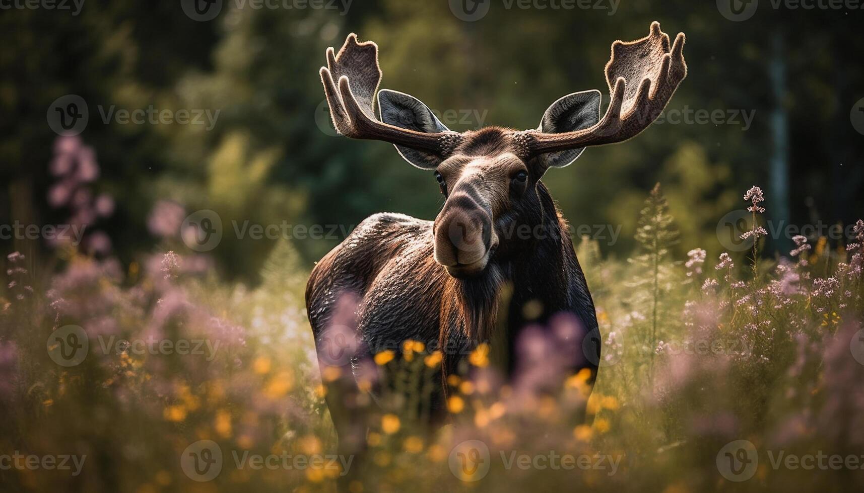 elanden begrazing in weide, schoonheid in natuur gegenereerd door ai foto