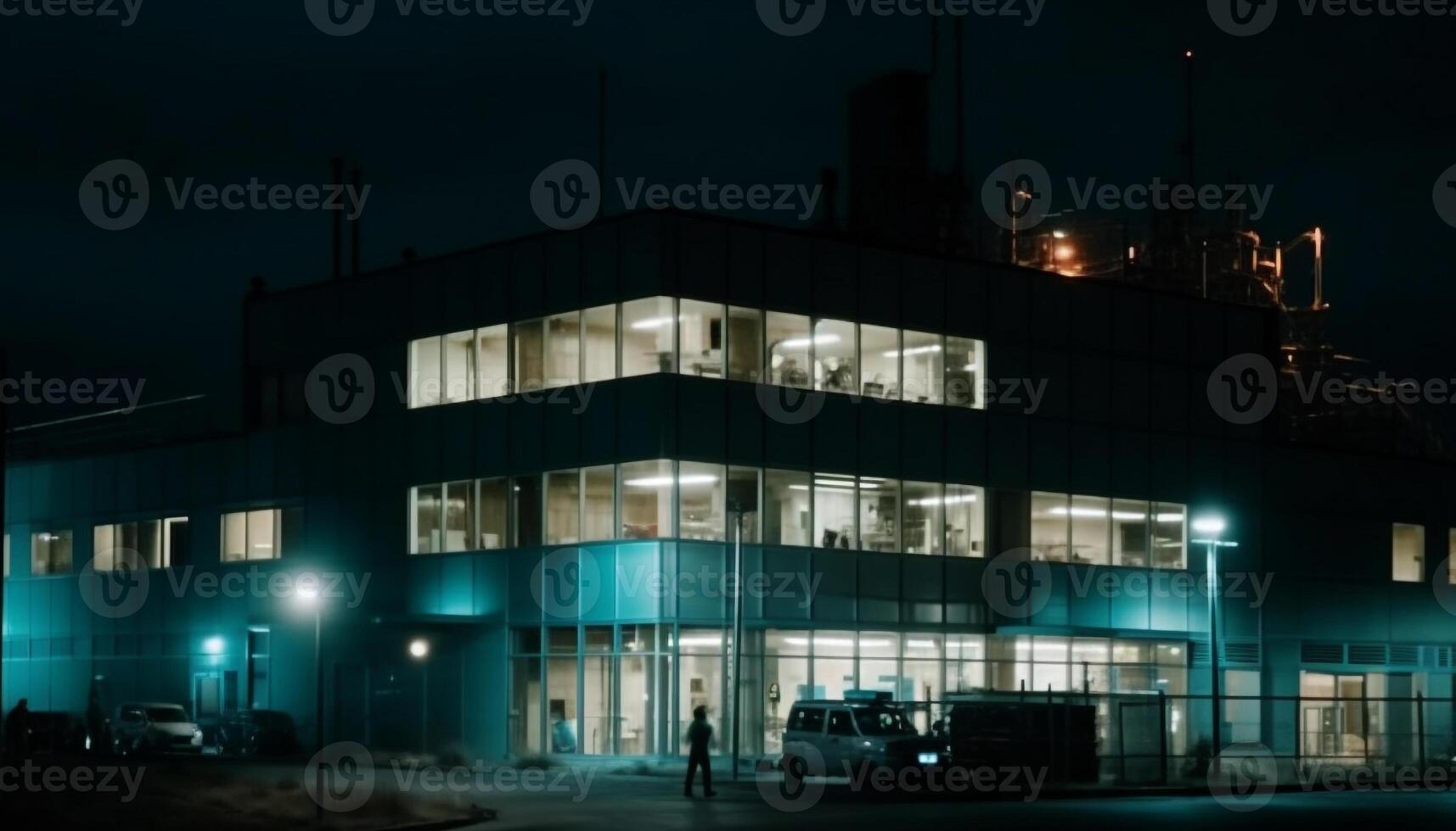 silhouetten van auto's snelheid door modern stadsgezicht gegenereerd door ai foto