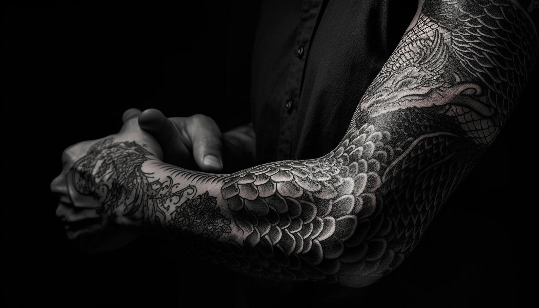 zwart en wit tatoeëren van slang symbool gegenereerd door ai foto