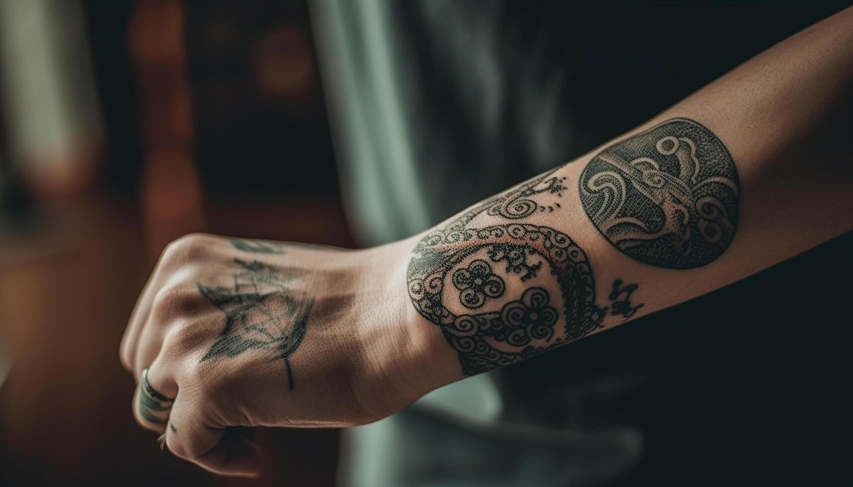 creatief tatoeëren artiest ontwerpen elegant lichaam versiering patroon gegenereerd door ai foto