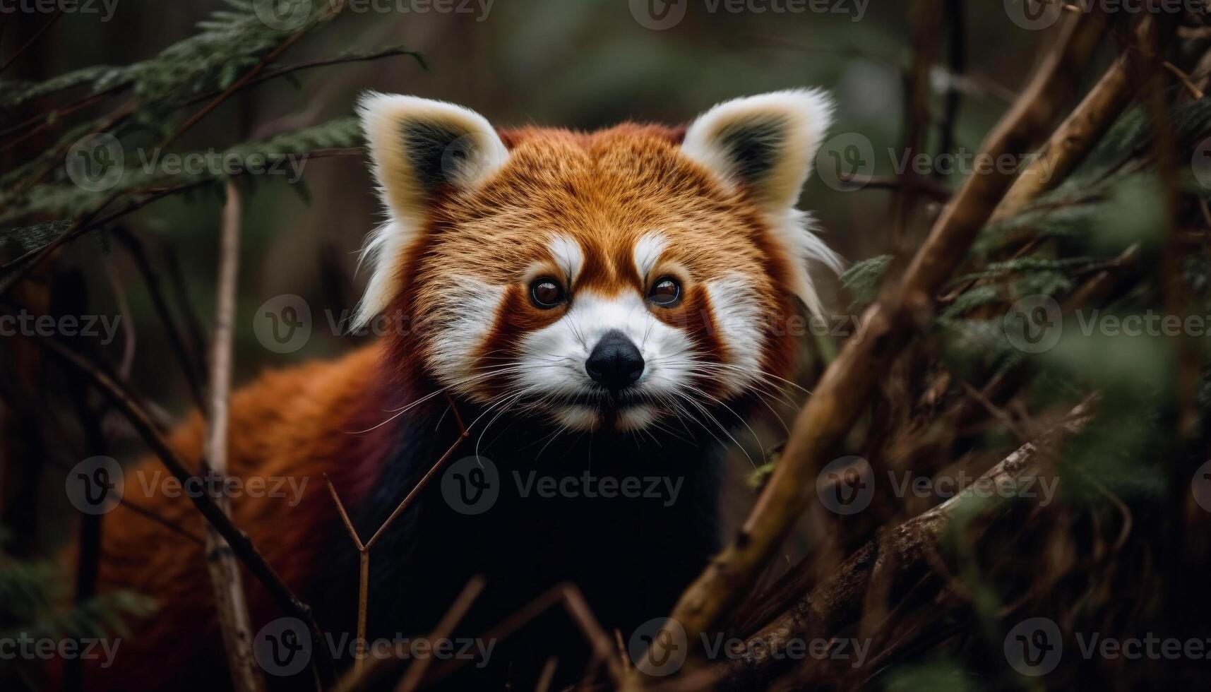 pluizig jong panda zittend Aan boom Afdeling gegenereerd door ai foto