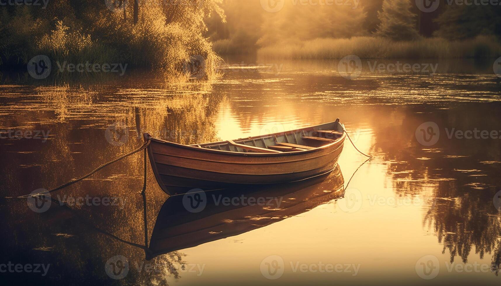 stil visser bevestiging roeispaan Aan verlicht roeiboot gegenereerd door ai foto