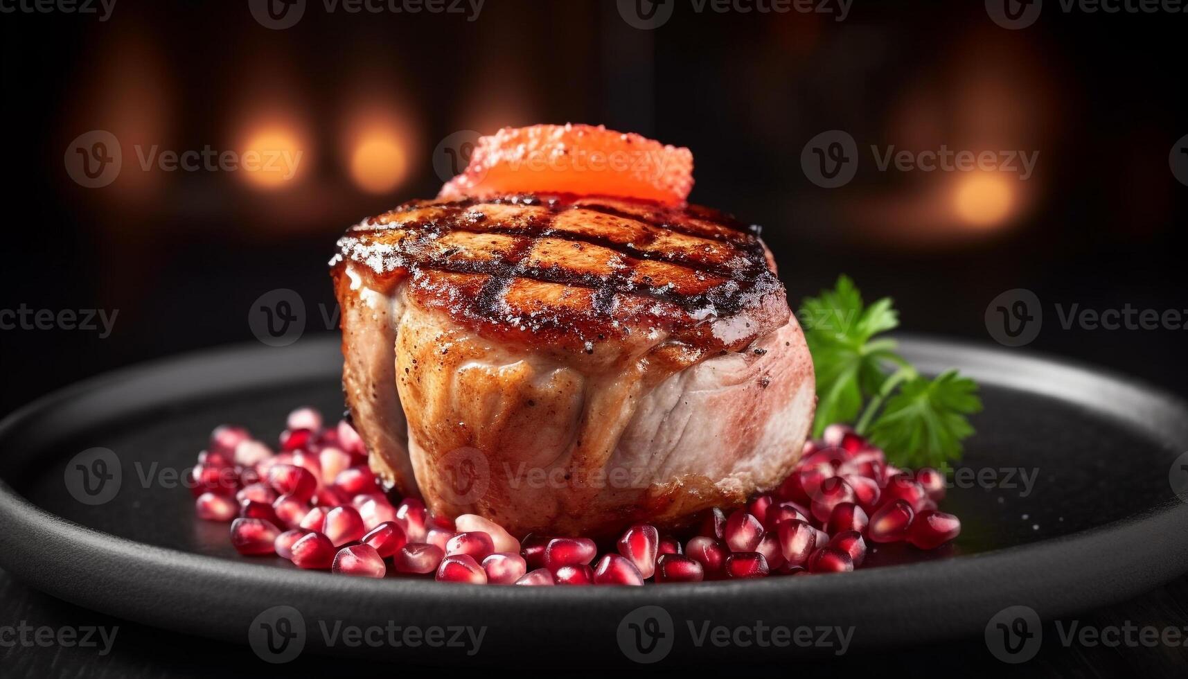 gegrild vlees filet Aan bord met vers groente voorafje gegenereerd door ai foto