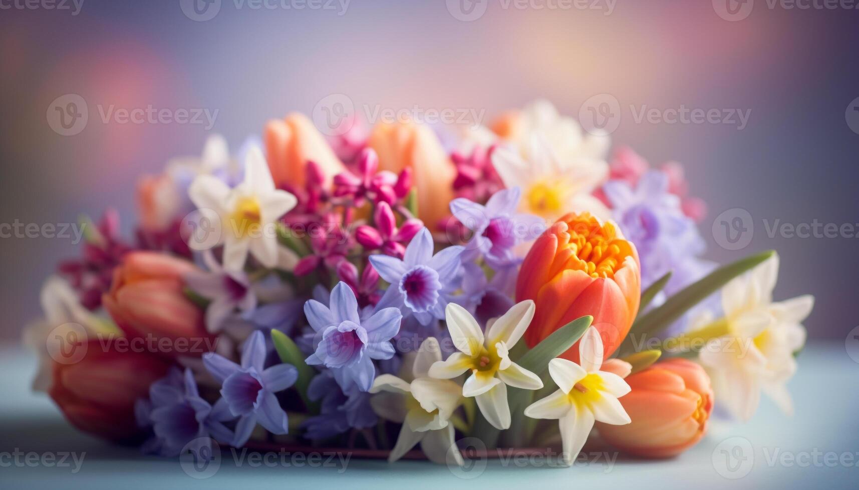 levendig boeket van multi gekleurde bloemen, presentatie van natuur schoonheid en groei gegenereerd door ai foto